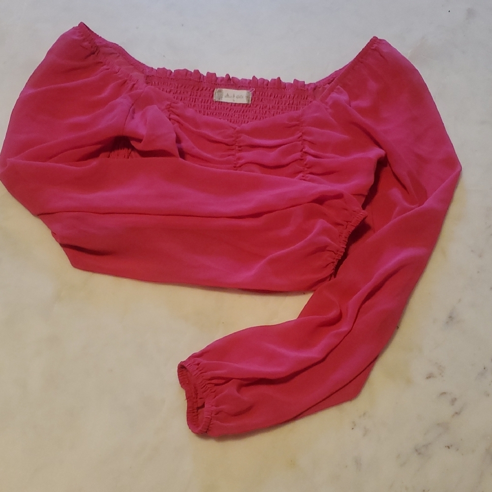 Altar'd State Fuchsia Ruched Blouse - Picture 2 of 6
